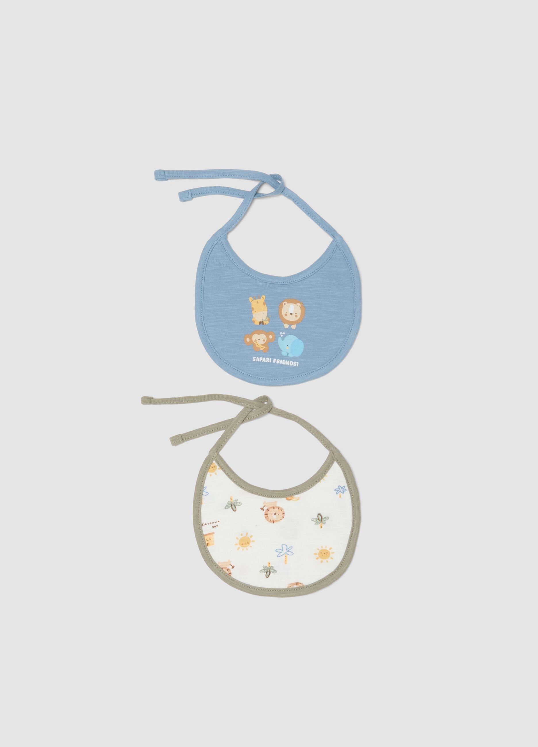 Two-pack of light blue organic cotton bibs