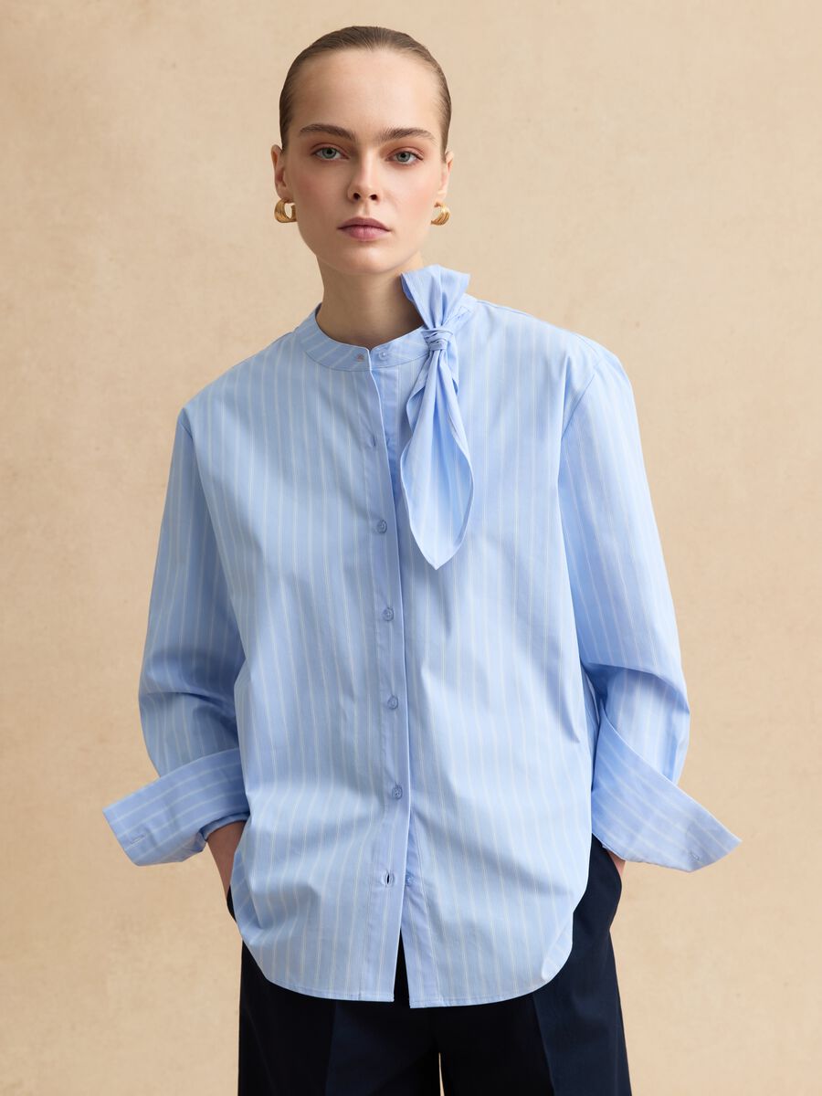 Oversized Multicolour Striped Stretch Cotton Shirt_1