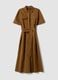 Brown pure cotton shirt dress, regular fit_4