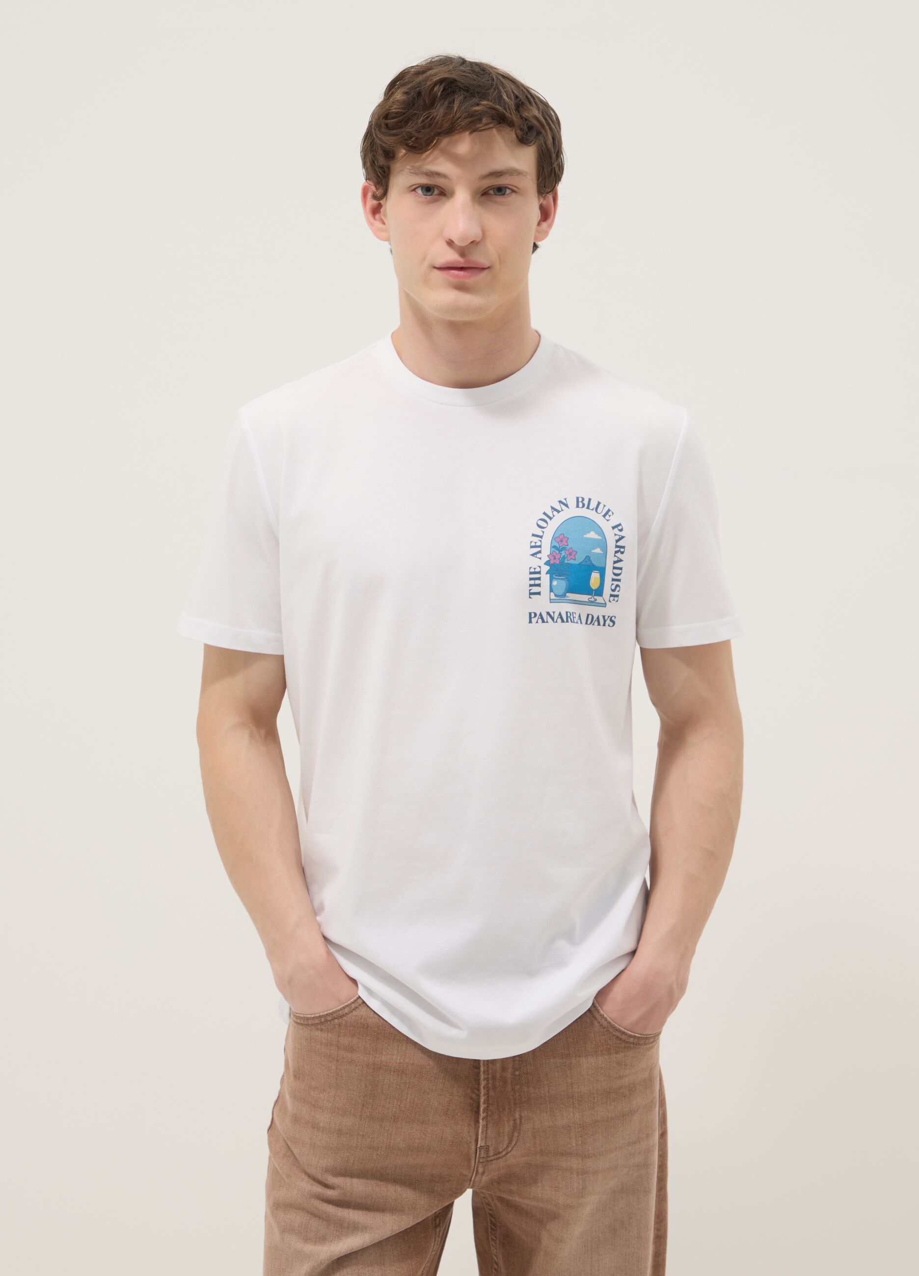 White short-sleeve pure cotton regular-fit T-shirt