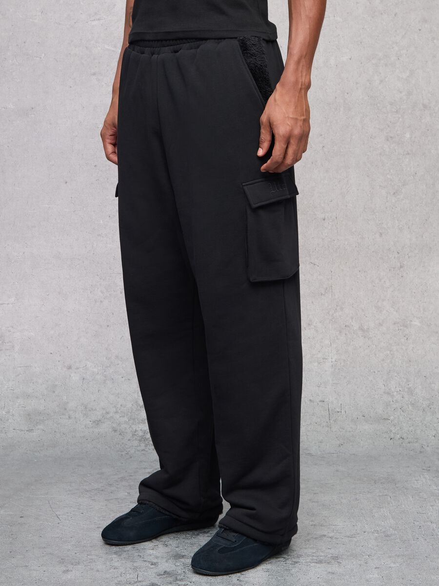 Teddy Cargo Sweatpants Black_2