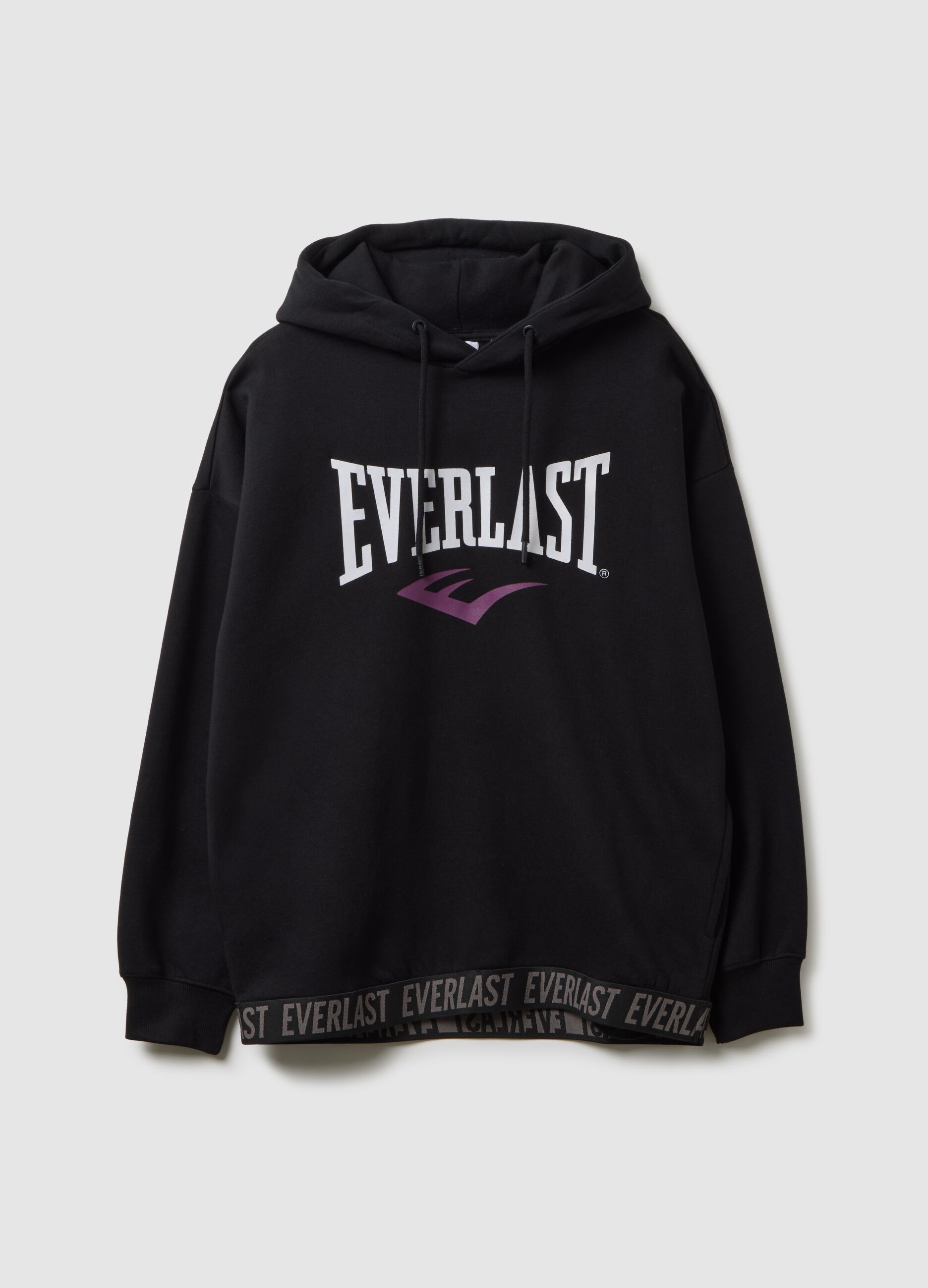 Black regular fit cotton blend sweatshirt