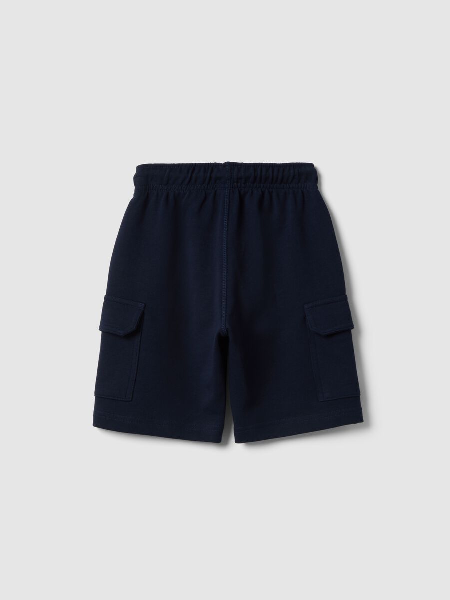 Shorts blu in puro cotone da bambino con vita elasticizzata regular fit_1