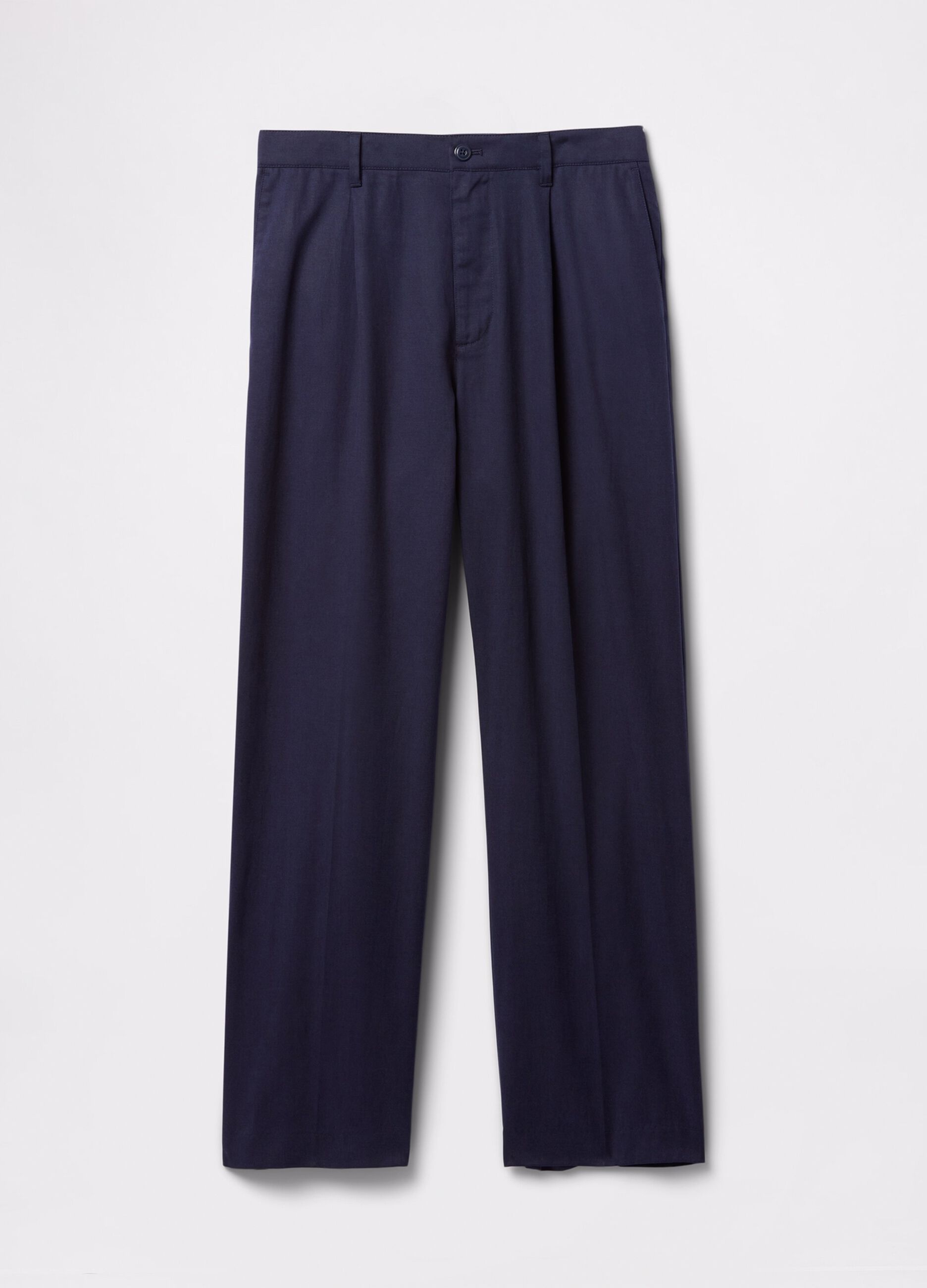 Blue wide-leg trousers in Lyocell and cotton
