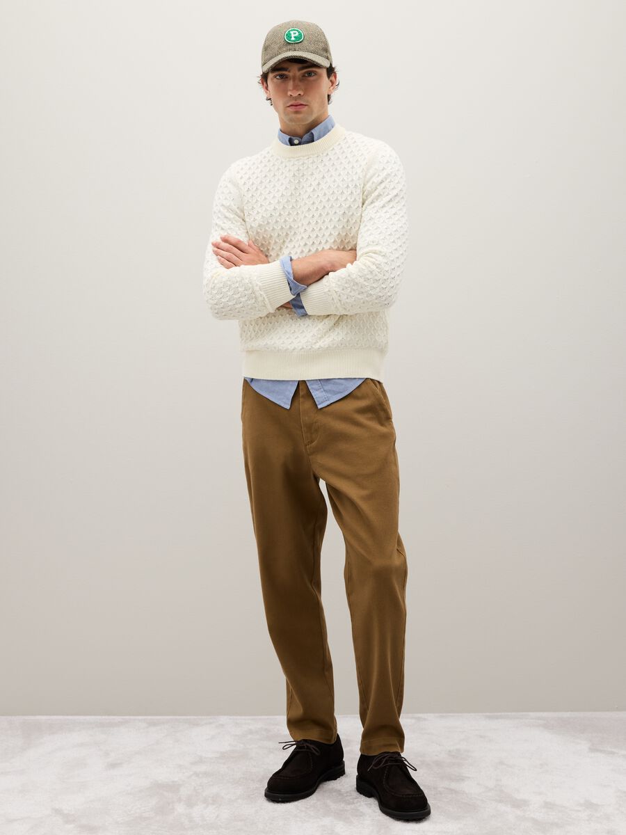 White cotton blend regular fit jumper_1