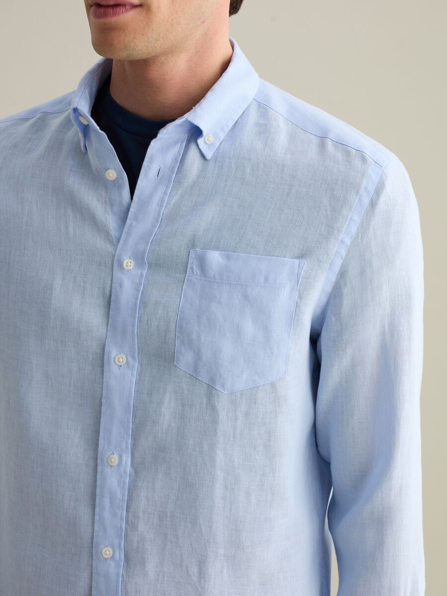 Regular-fit shirt in linen with pocket_3