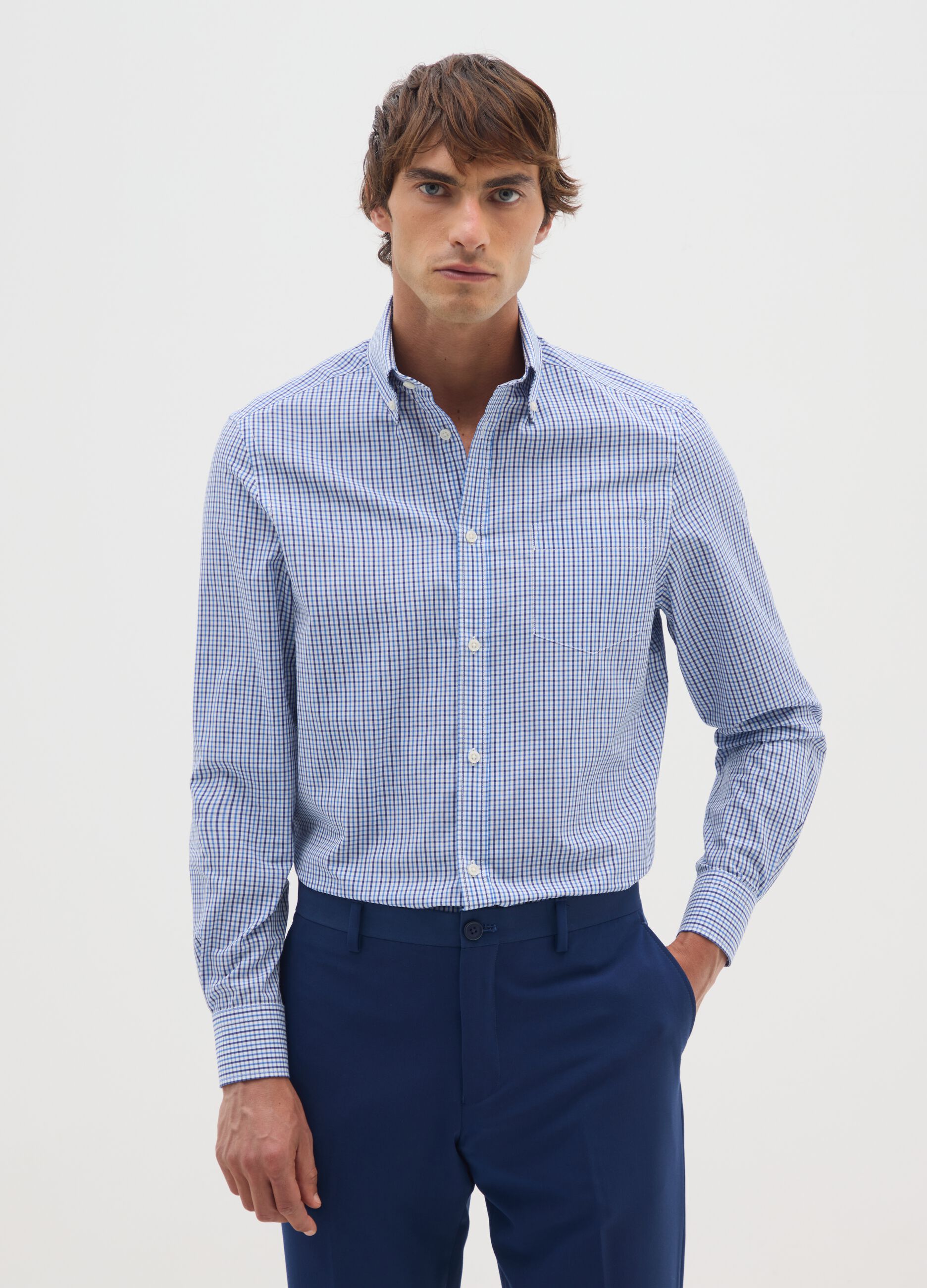 Multicolour cotton blend regular fit shirt