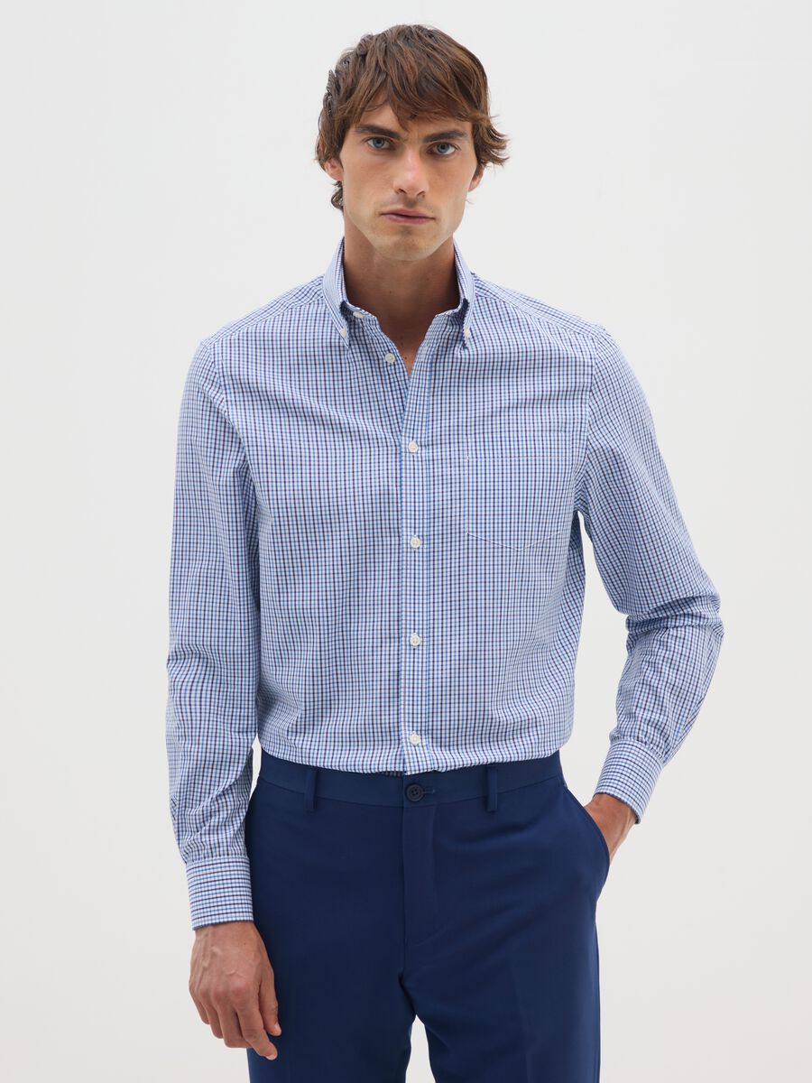 Camicia in misto cotone multicolor regular fit_0