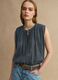 Blue sleeveless pure cotton blouse regular fit_0