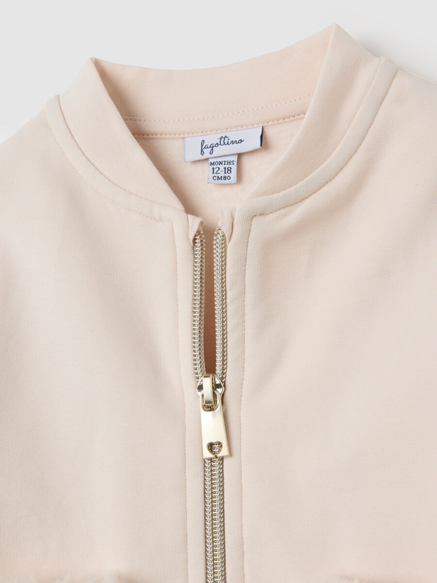 Felpa da neonata in cotone elasticizzato beige regular fit_3