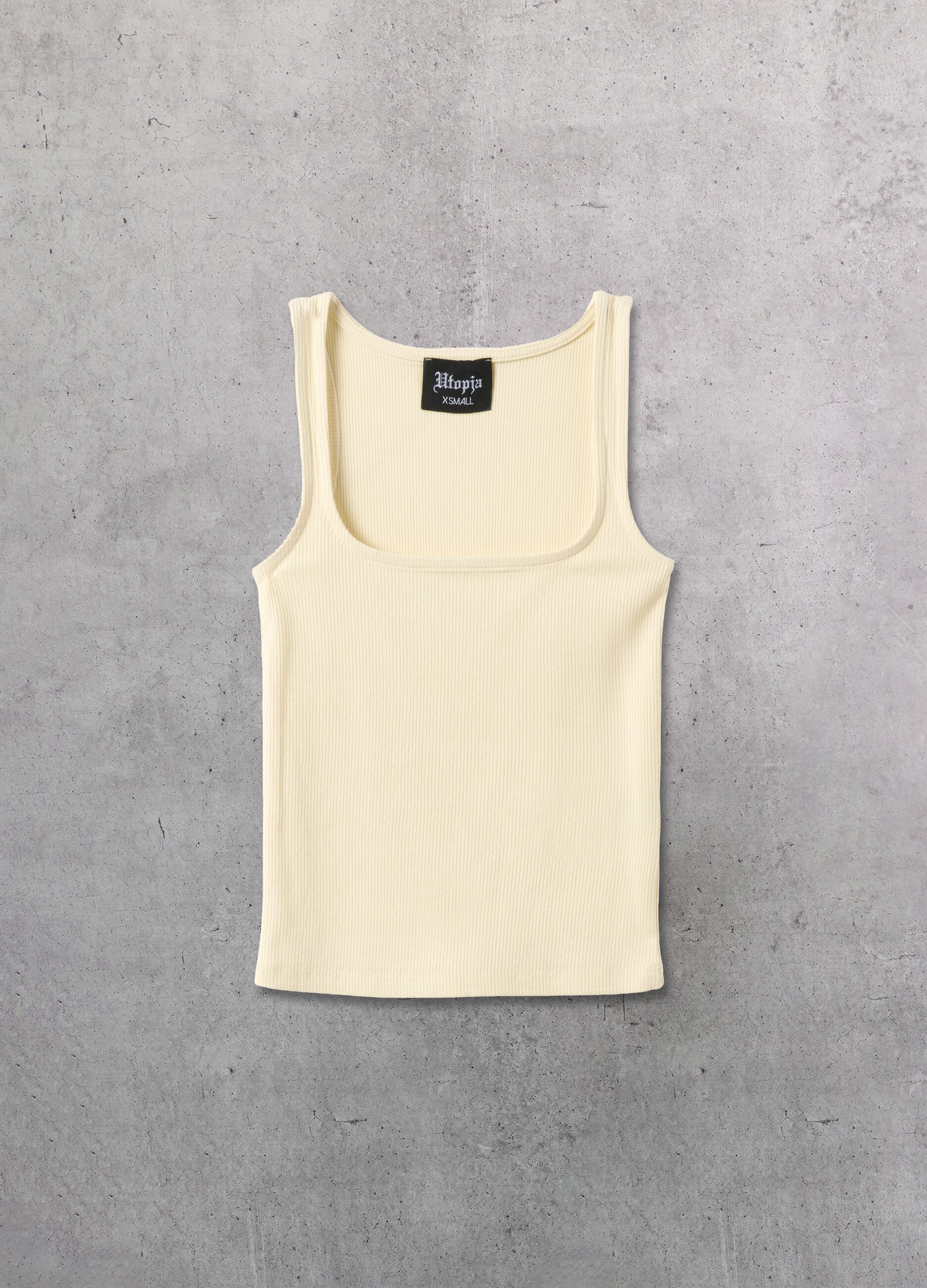 Tank Top Square Neck Pastel Yellow