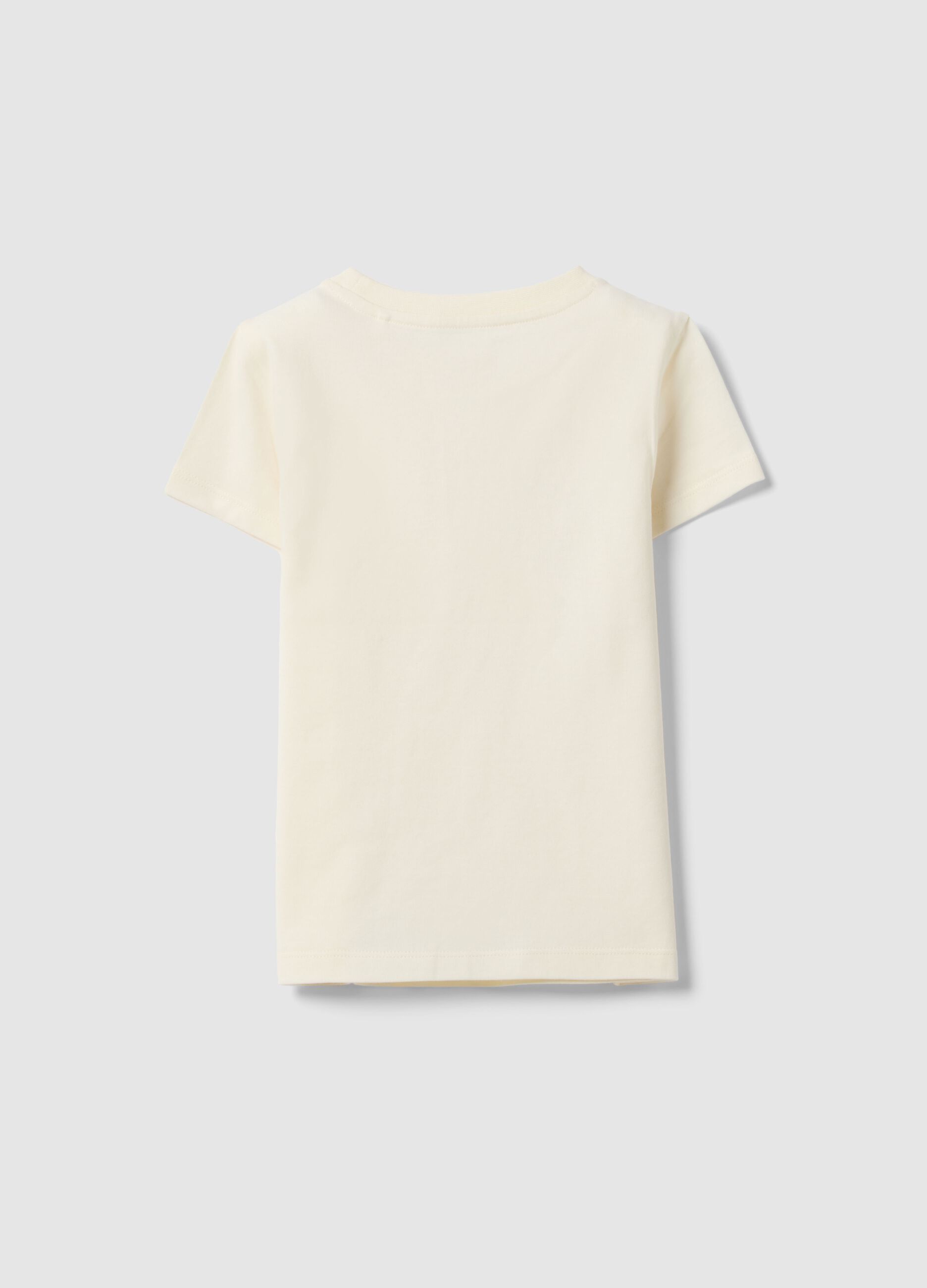 Beige regular fit pure cotton t-shirt with print for girls