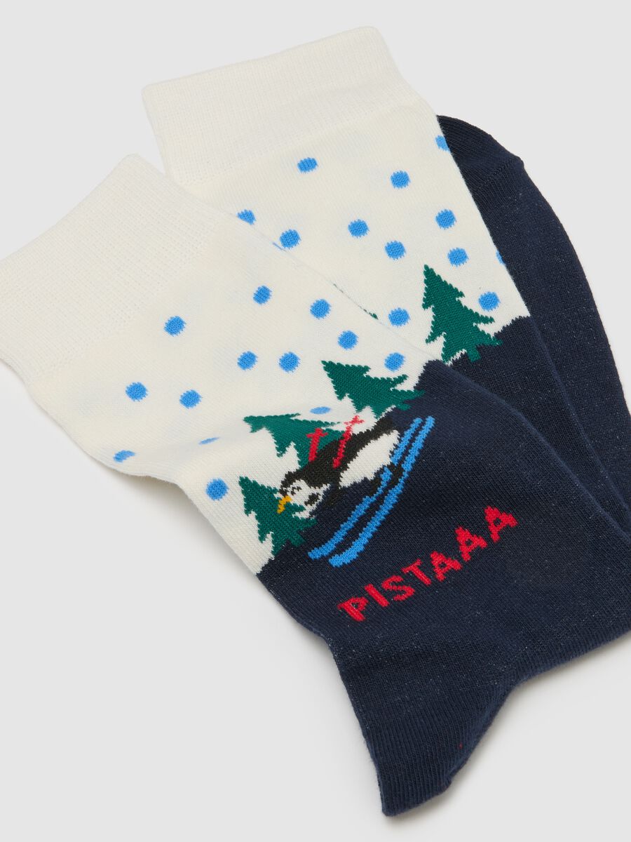 Multicoloured elastic cotton Christmas socks_2