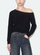 Black fitted viscose-blend top with boat neck_3