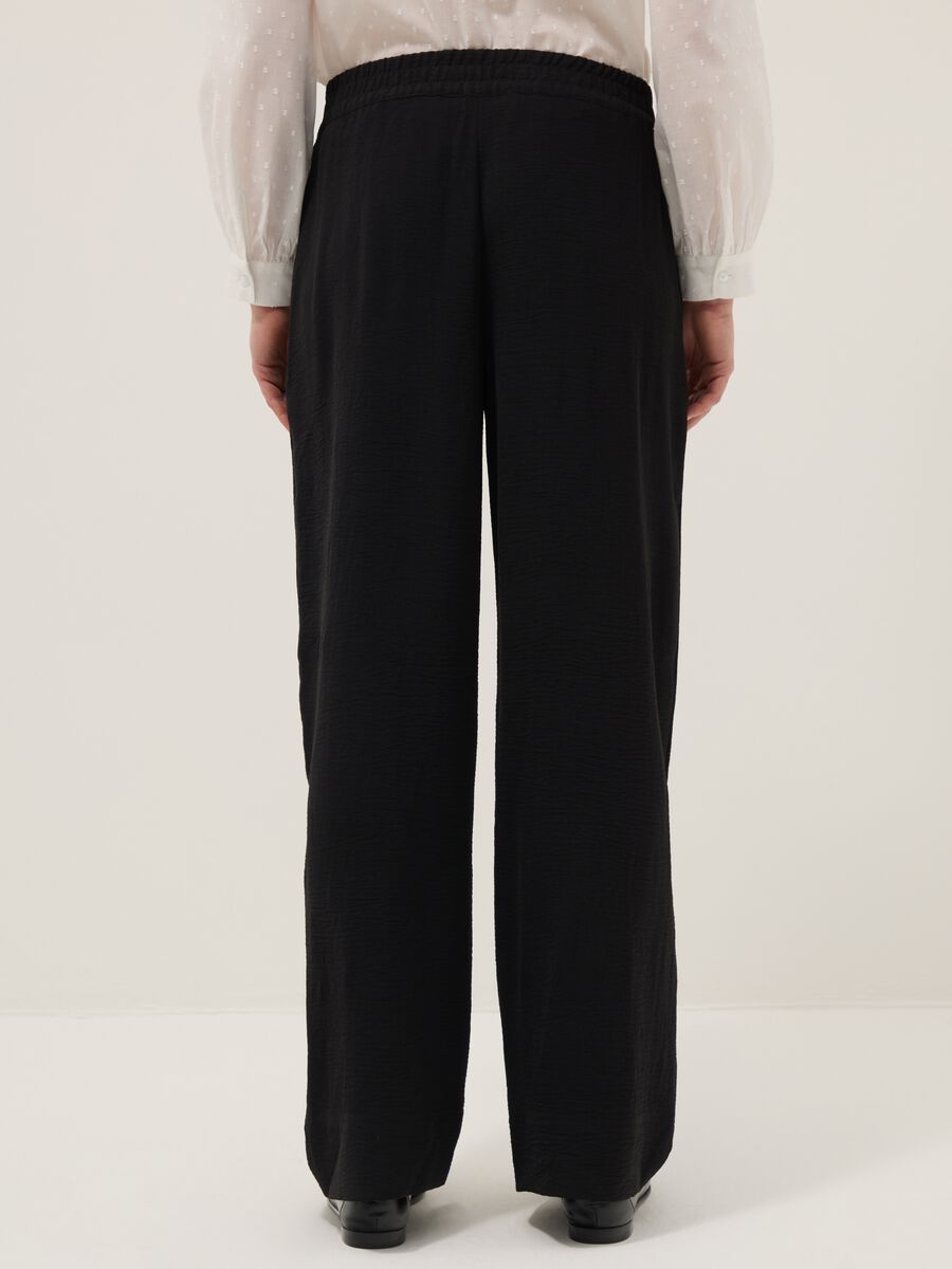 Black wide-leg trousers with elasticated waist_2