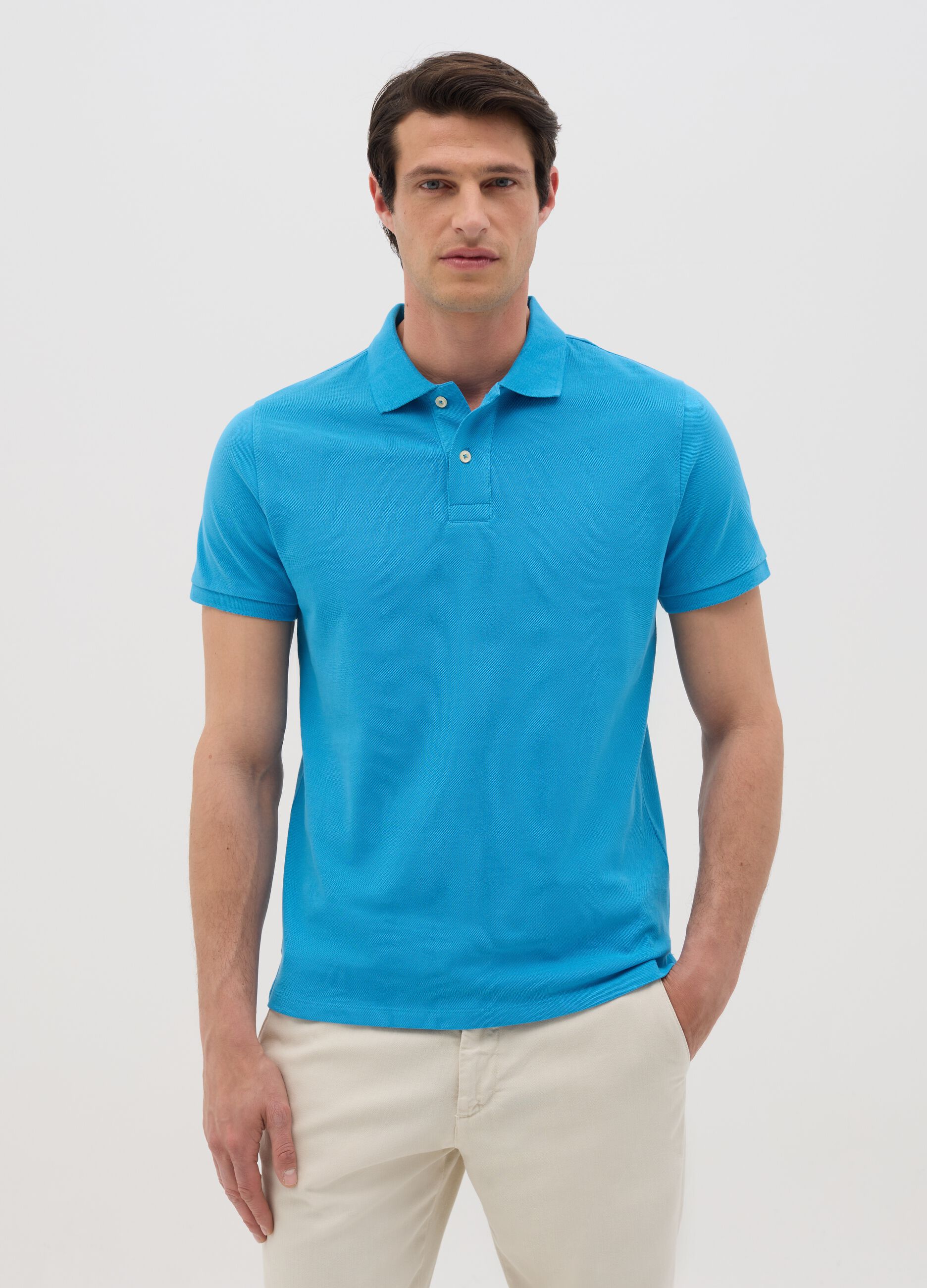 Sky Blue Piquet Cotton Polo