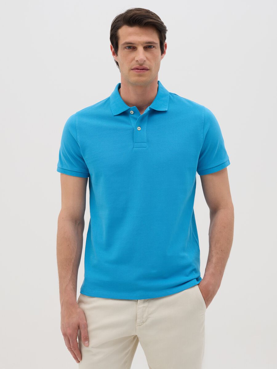 Sky Blue Piquet Cotton Polo_0