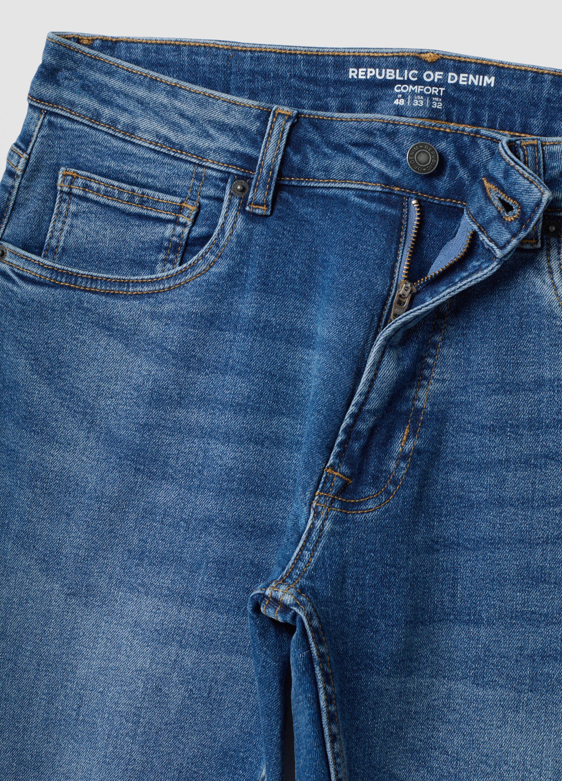 Blue stretch-cotton comfort-fit jeans