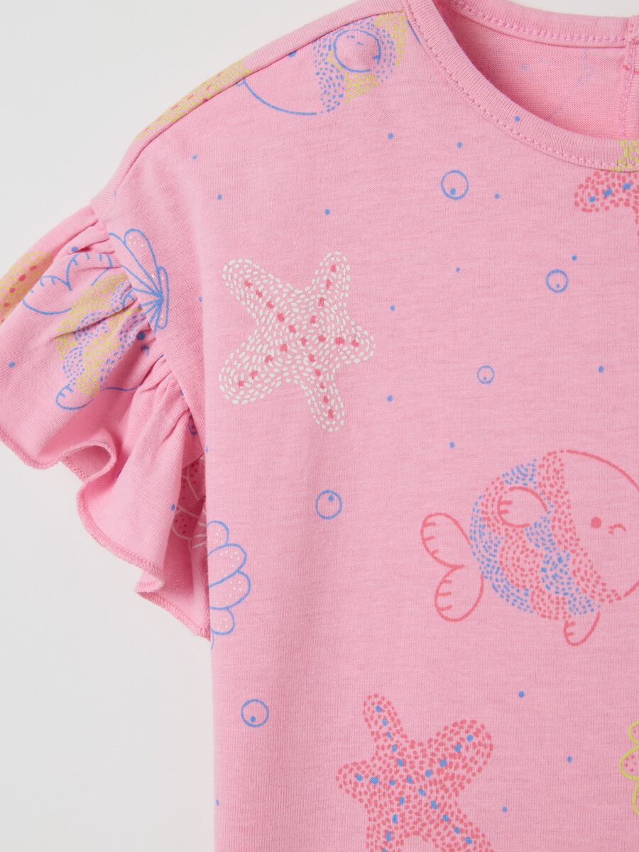 Pink cotton T-shirt with fish print_2