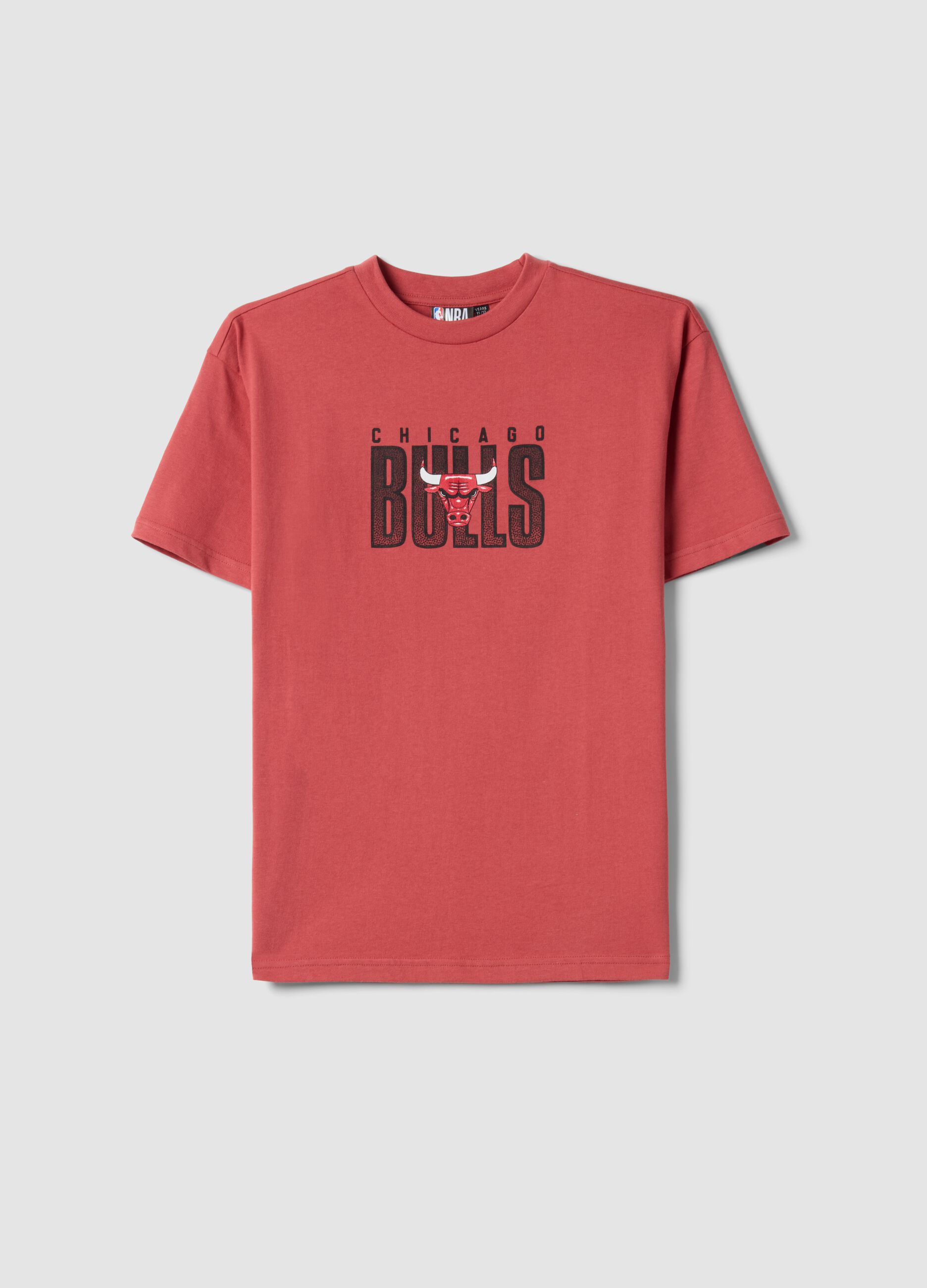Kids' Red Pure Cotton Oversize Fit Chicago Bulls T-shirt