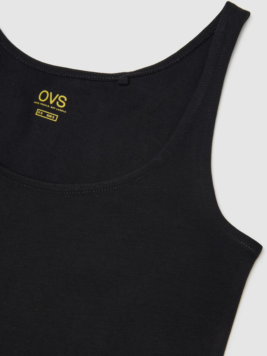 Canottiera basic in cotone stretch nera_5