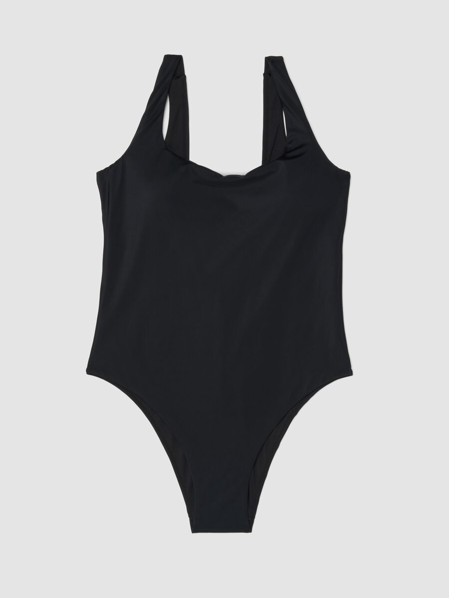 Costume da bagno intero elasticizzato nero con imbottiture_4