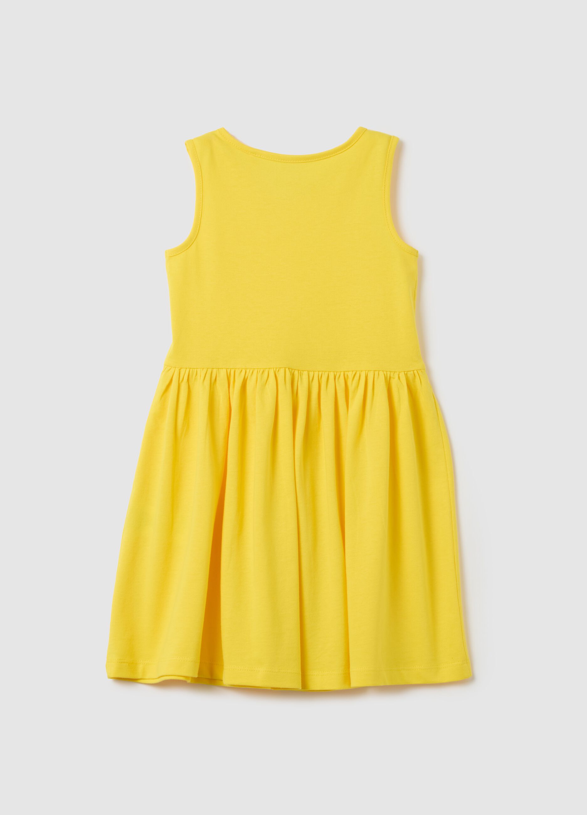 Girl's pure cotton yellow dress with regular fit