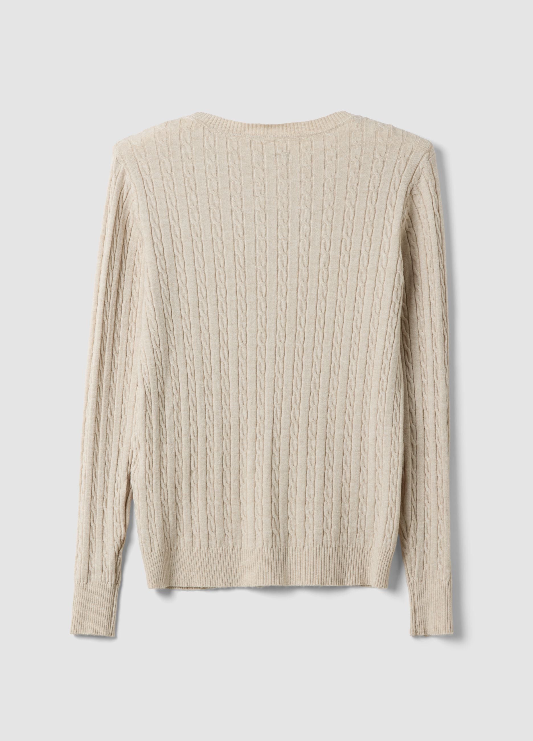 Maglia beige in misto viscosa a trecce regular fit