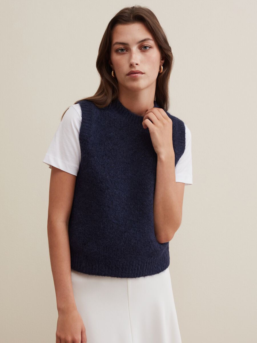 Gilet chiuso in lana e alpaca_0