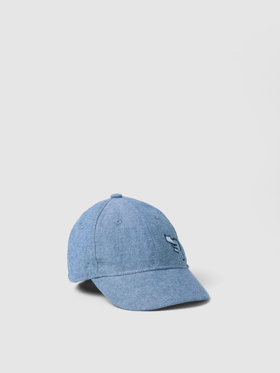 Baby blue denim pure cotton hat with crocodile_0