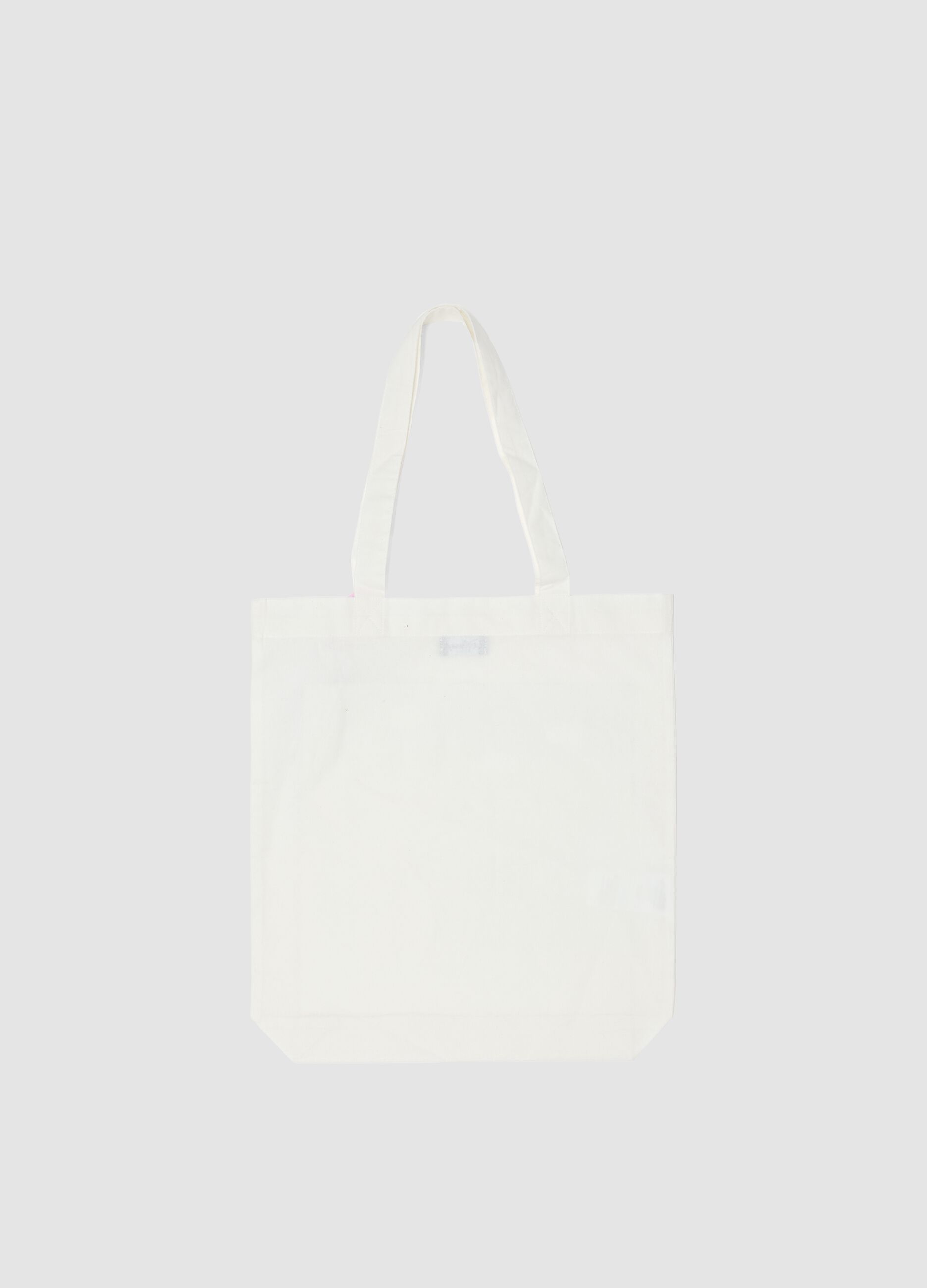 White pure cotton shoulder bag with Stitch print