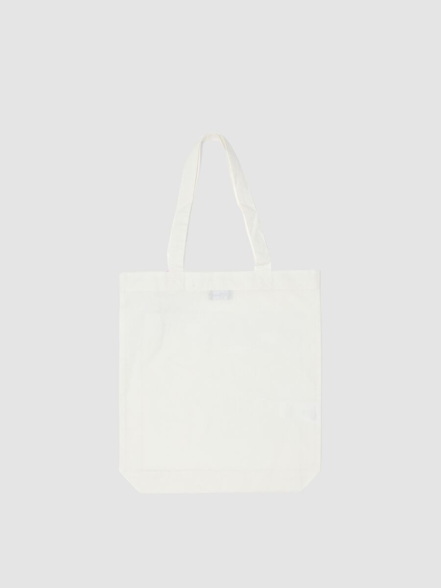 Borsa a spalla in puro cotone bianca con stampa Stitch_1