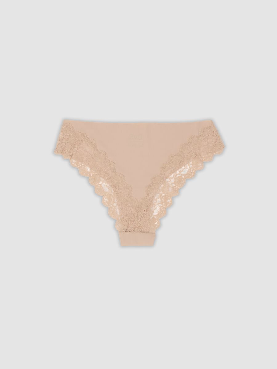 Beige Brazilian briefs in stretch microfibre with lace_6