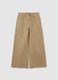 Girls' beige wide leg pure cotton trousers_0