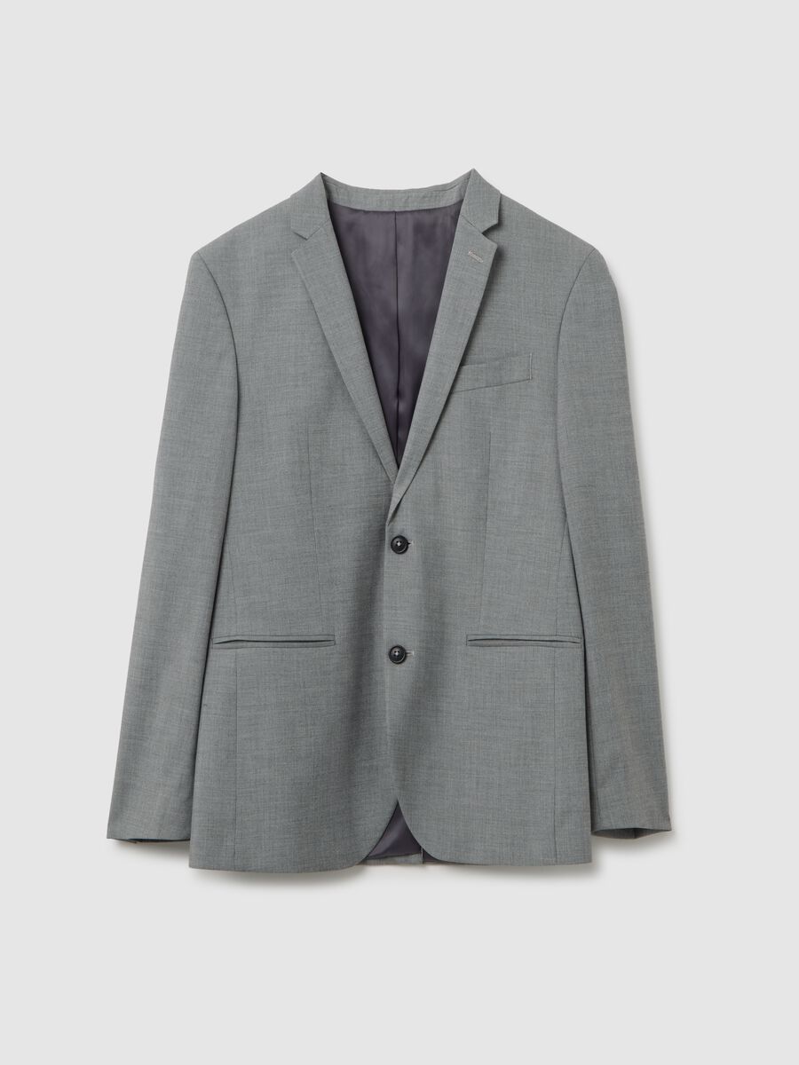 Grey Slim Fit Blazer with Buttons_4