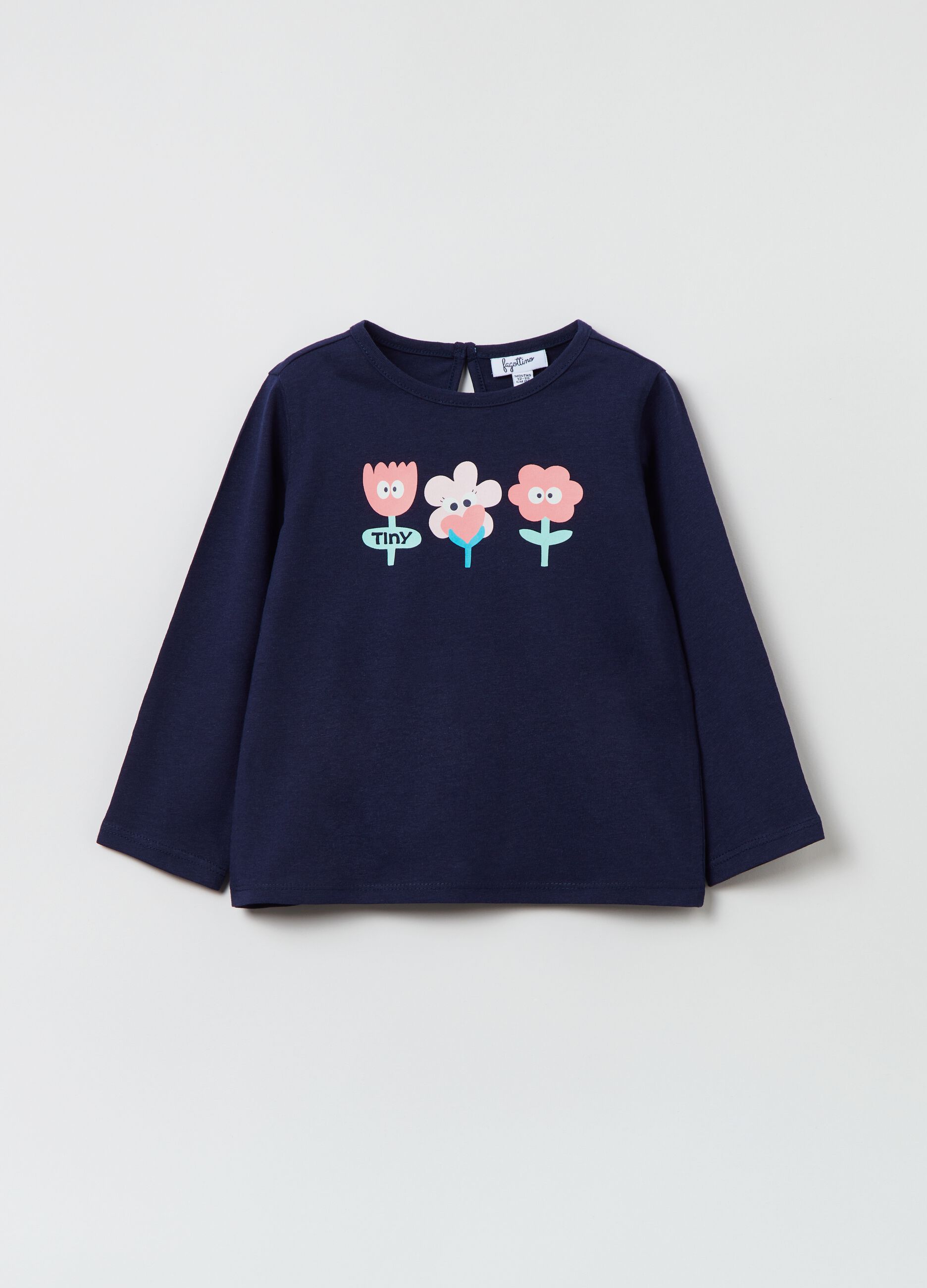 T-shirt in cotone con stampa fiore_0