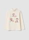 Maglietta bianca in cotone organico elasticizzato con stampa regular fit_0