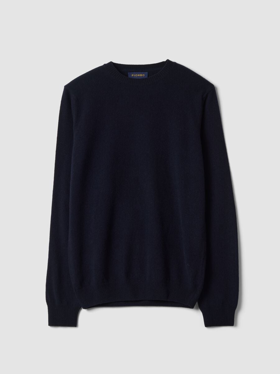 Pullover blu in pura lana a girocollo regular fit_4