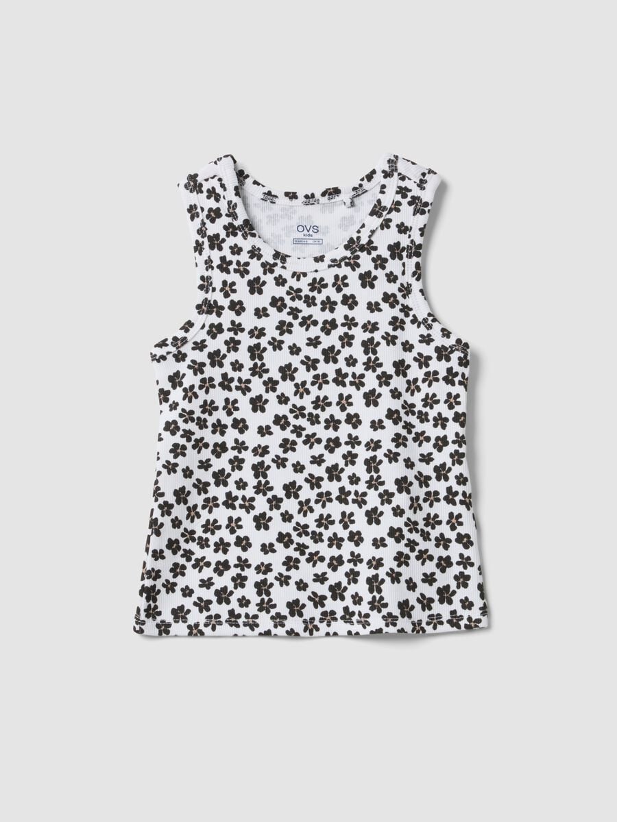 Tank top multicolor in cotone elasticizzato e stampa floreale regular fit_0