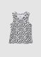 White ribbed stretch-cotton tank top with floral print_0