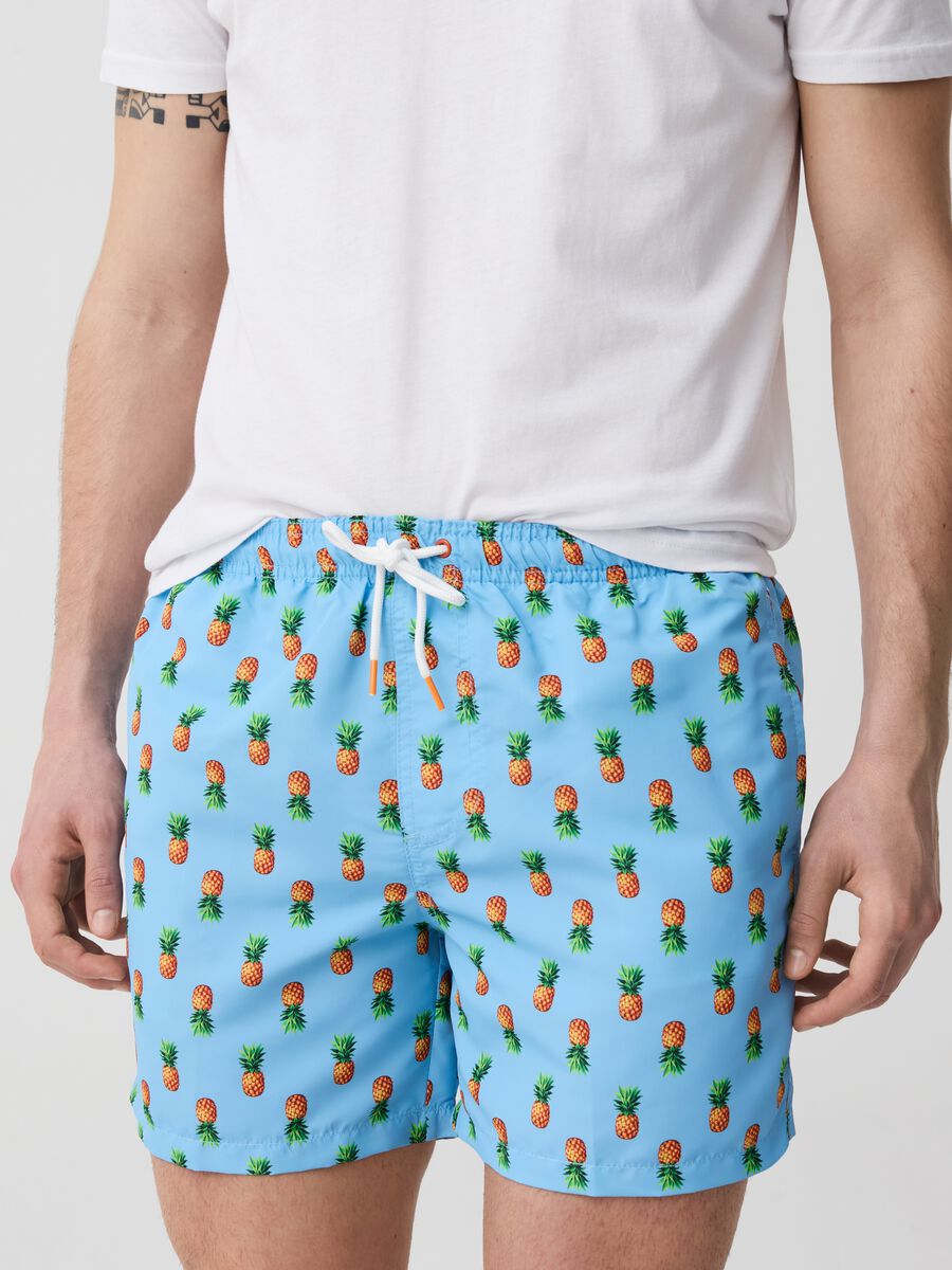 Swimming trunks with mini pineapples print_1