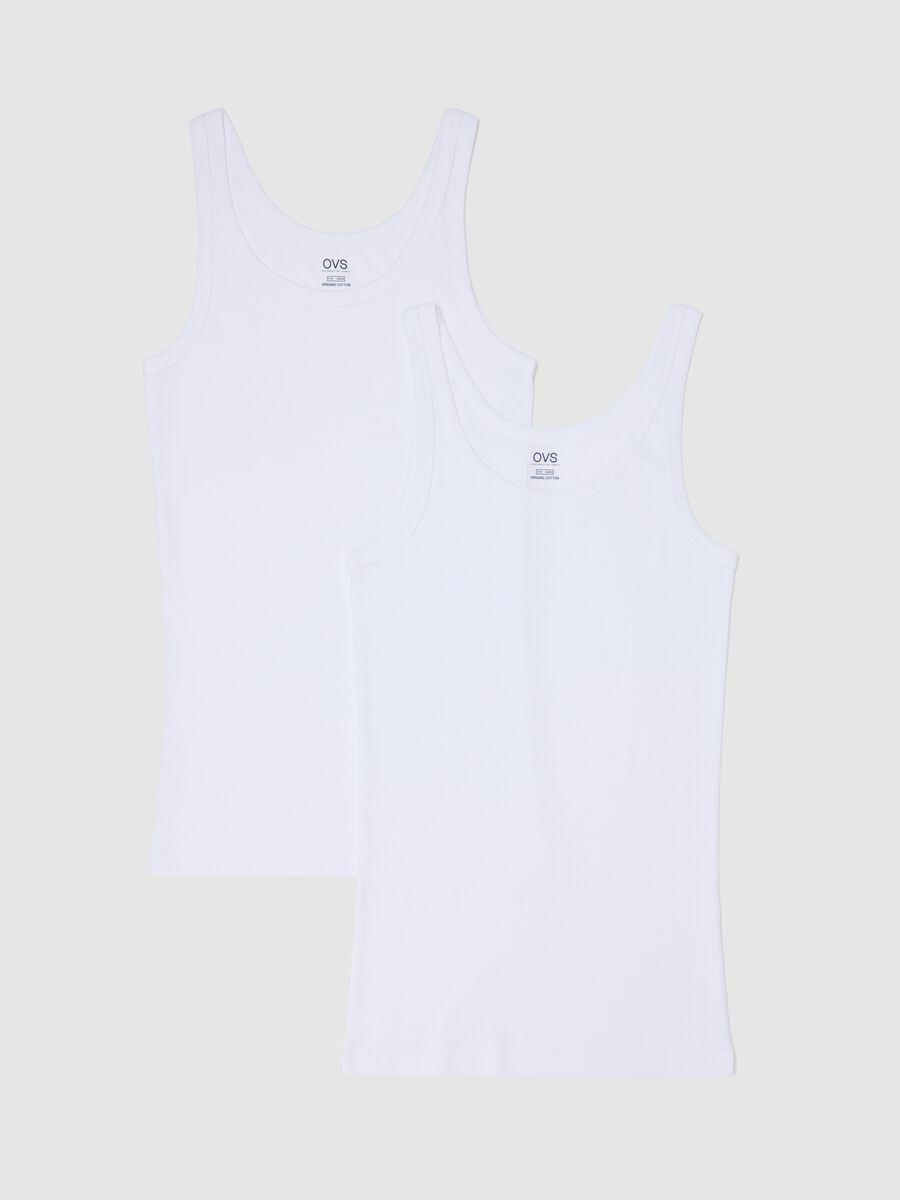 Two-pack white vests with round neck_4