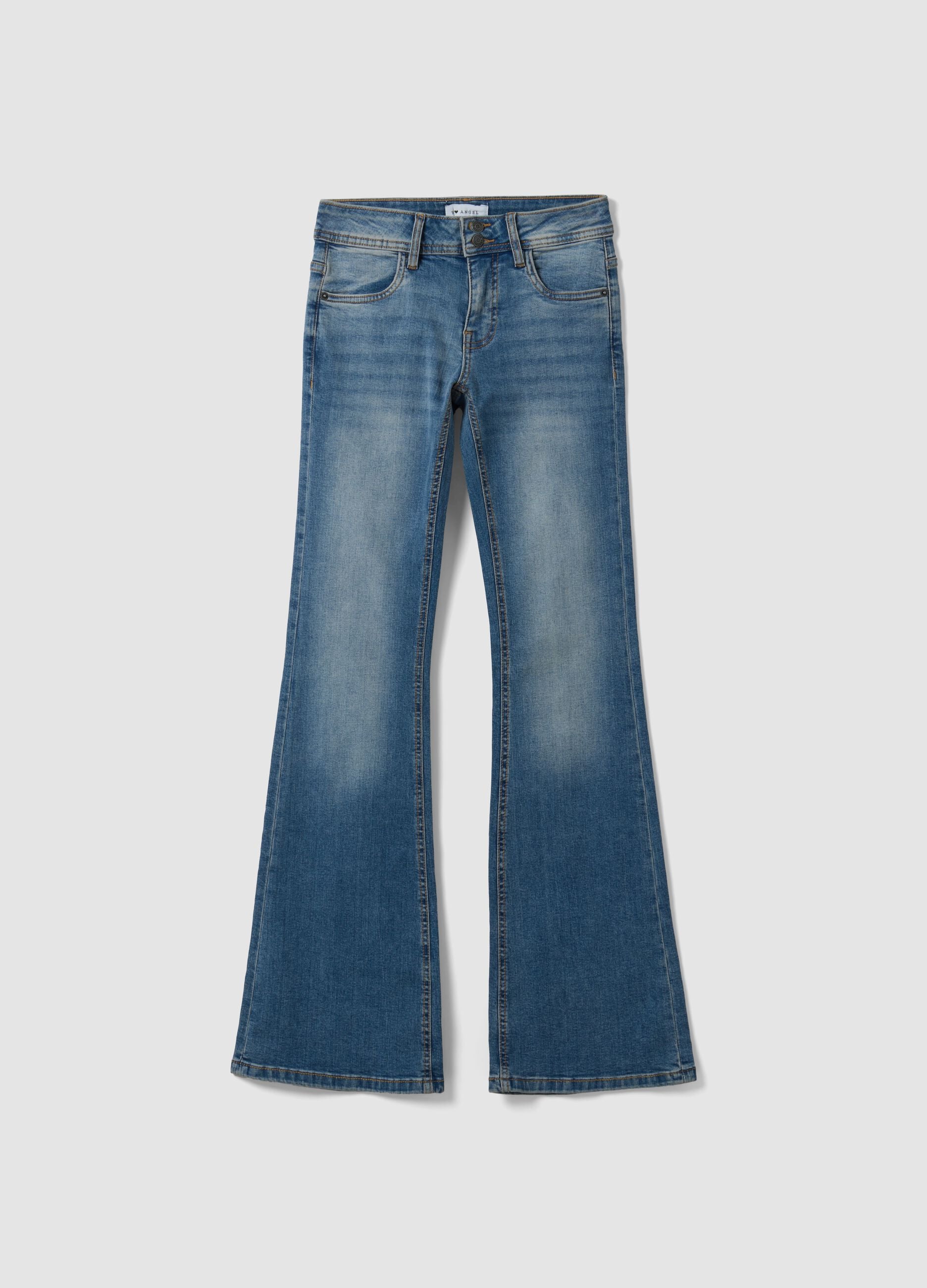 Blue stretch cotton flare jeans