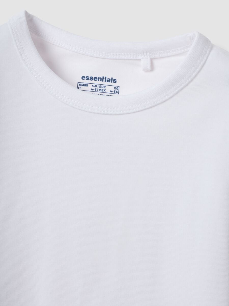 T-shirt bianca a maniche lunghe in cotone elasticizzato_2
