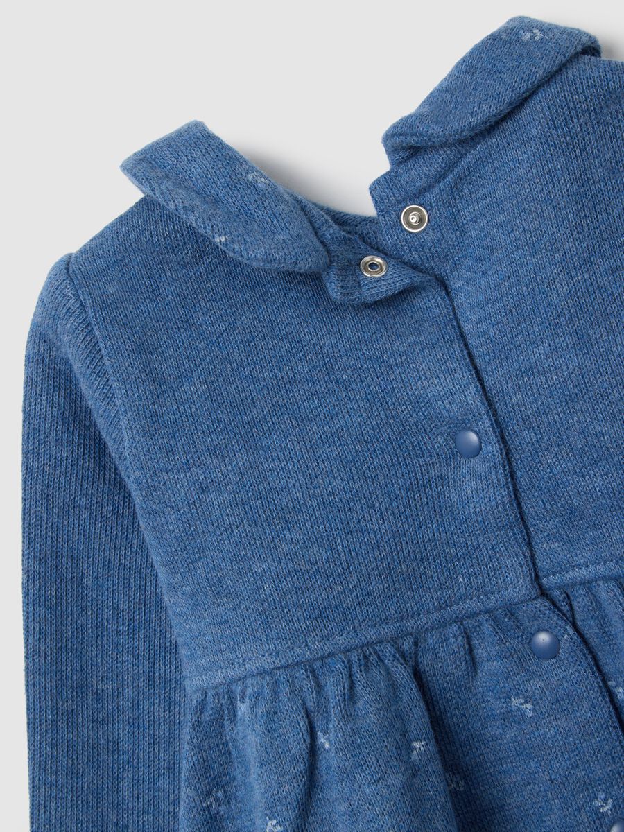 Vestito blu da neonata in puro cotone regular fit con collo girotondo_3