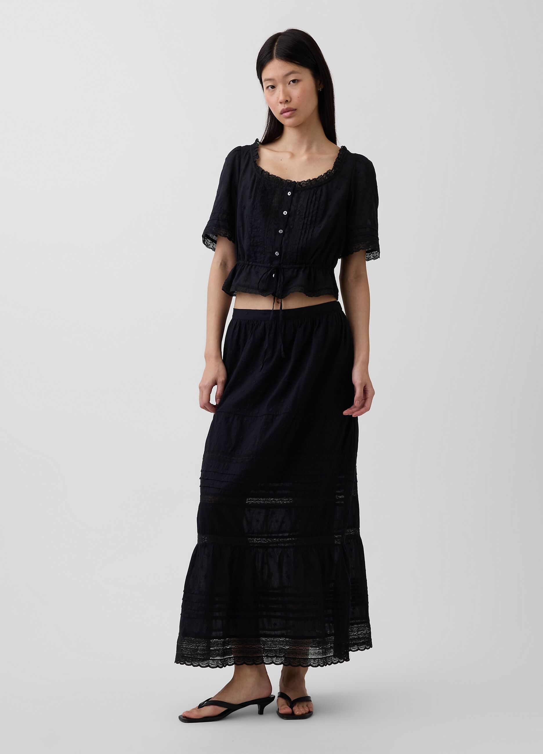 Pure cotton blouse with lace