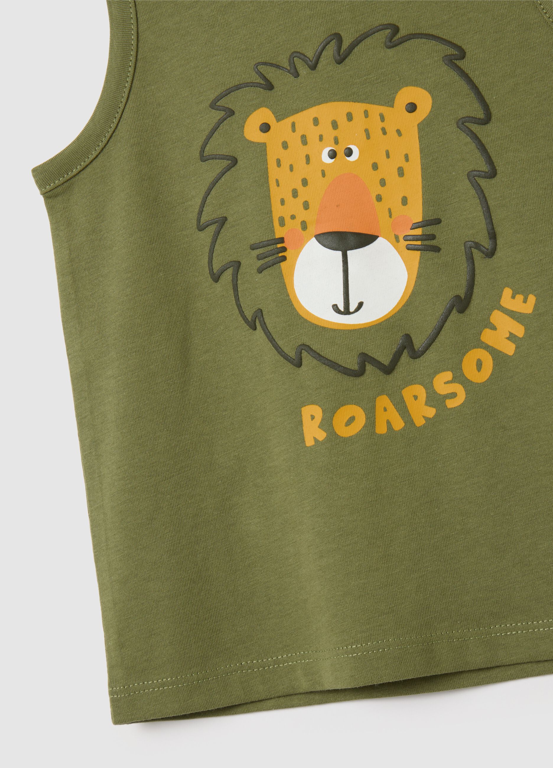 Canotta da bambino in puro cotone verde regular fit