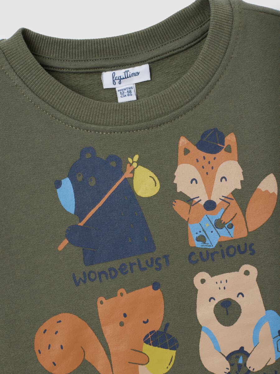 Kids' sweatshirt in pure green cotton regular fit_2
