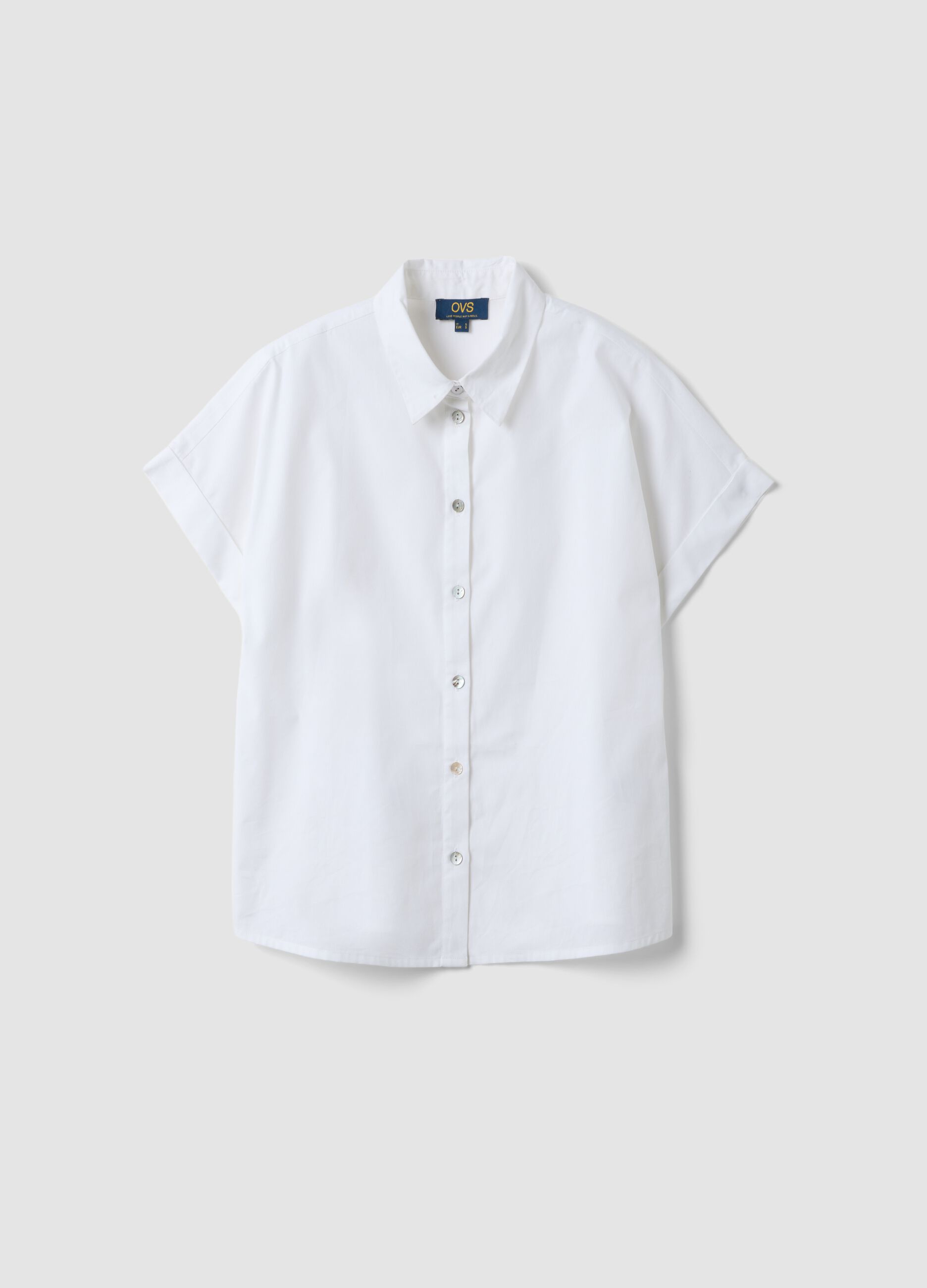 Camicia bianca in puro cotone a maniche corte regular fit