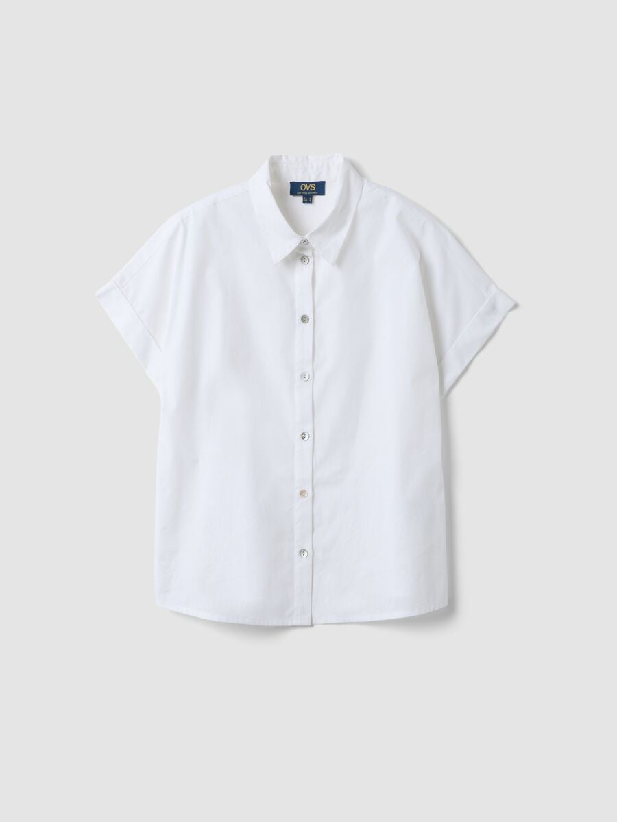 Camicia bianca in puro cotone a maniche corte regular fit_4